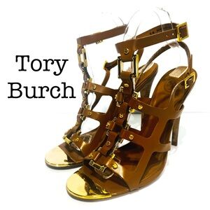Tory Burch Francesca Brown Leather Gladiator High Heels Size 9